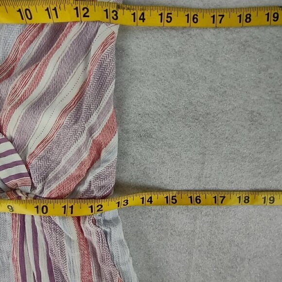 Addie Women's Red Pastel Striped Spaghetti Strap 2 Pocket Romper Size Medium - Picture 10 of 13